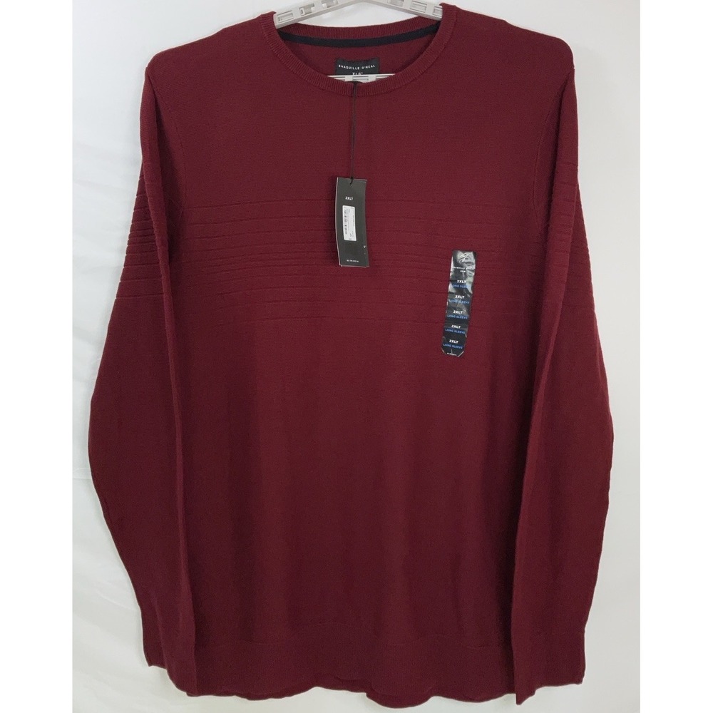 NWT Men's Shaquille O'Neal Big & Tall Crew Neck Sweater Merlot Red 2XLT